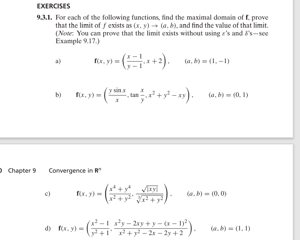 Solved EXERCISES 9.3.1. For each of the following functions, | Chegg.com