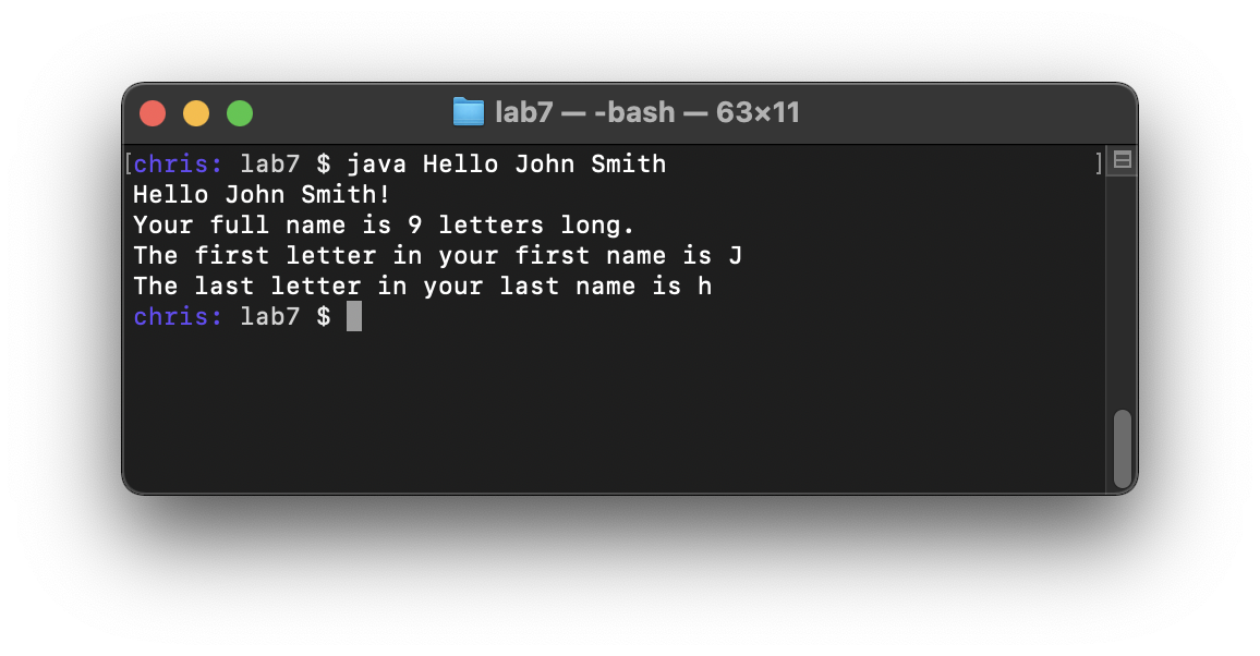 Solved The following code Hello.java takes in two strings | Chegg.com