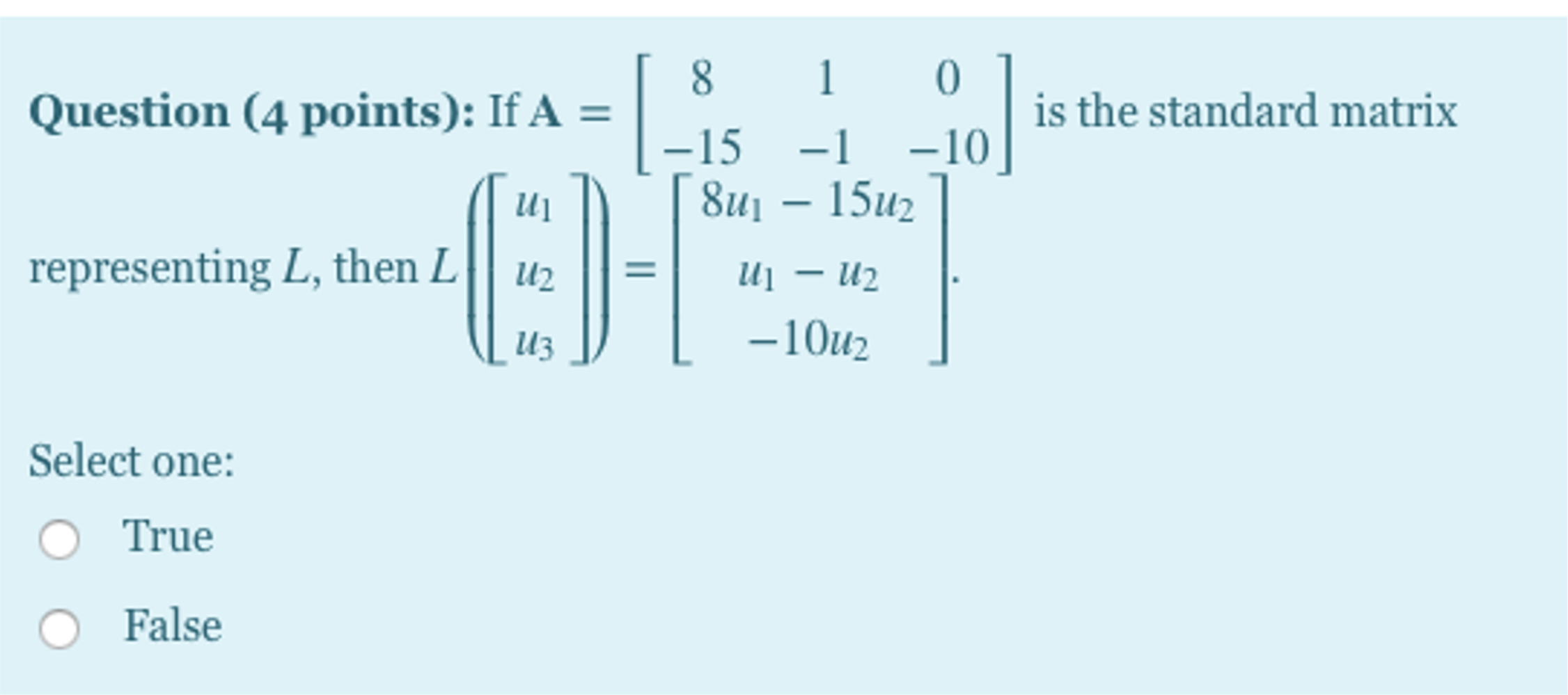 Solved SUBJECT : LINEAR ALGEBRA TRUE OR FALSE : - ONLY I | Chegg.com