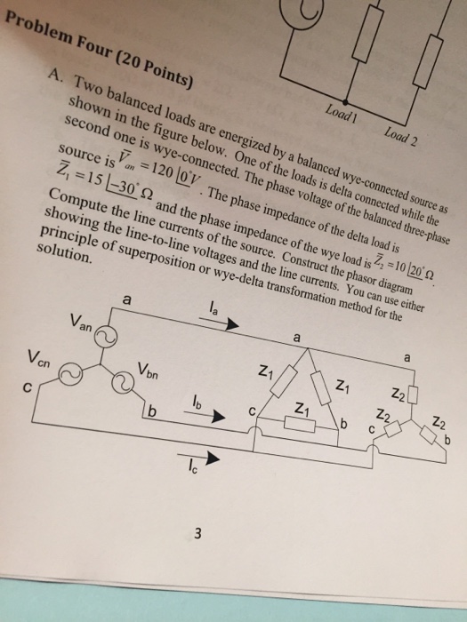 Solved Problem Four (20 Points) Load1 Load 2 A. Two balanced | Chegg.com
