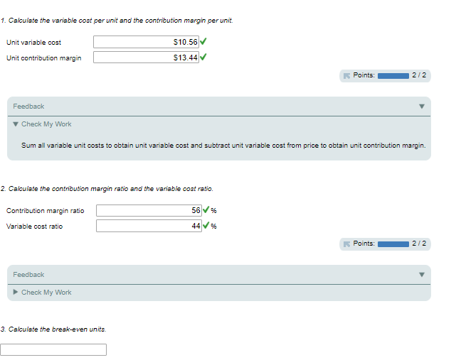 Solved 1. Calculate the variable cost per unit and the