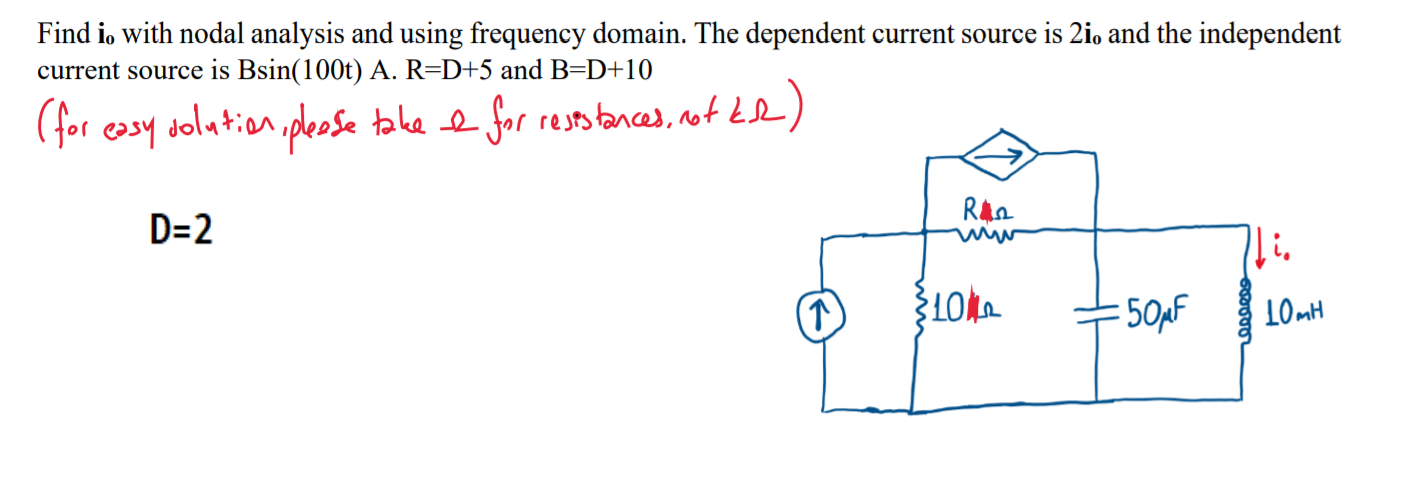 Solved Find i, with nodal analysis and using frequency | Chegg.com