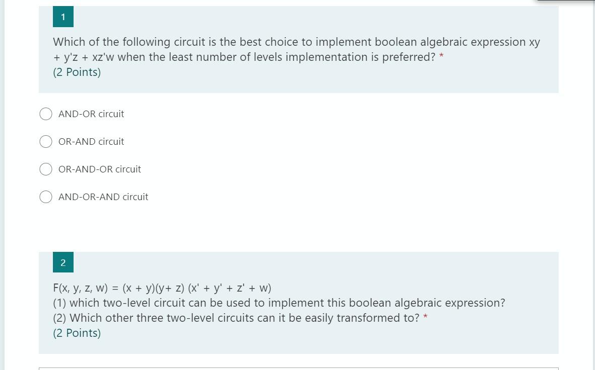 Solved 1 Which of the following circuit is the best choice | Chegg.com