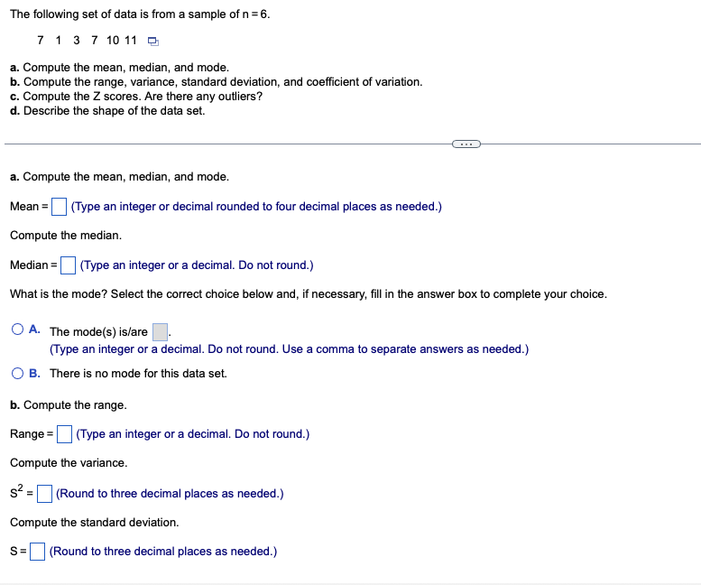 Solved The following set of data is from a sample of \\( n=6 | Chegg.com