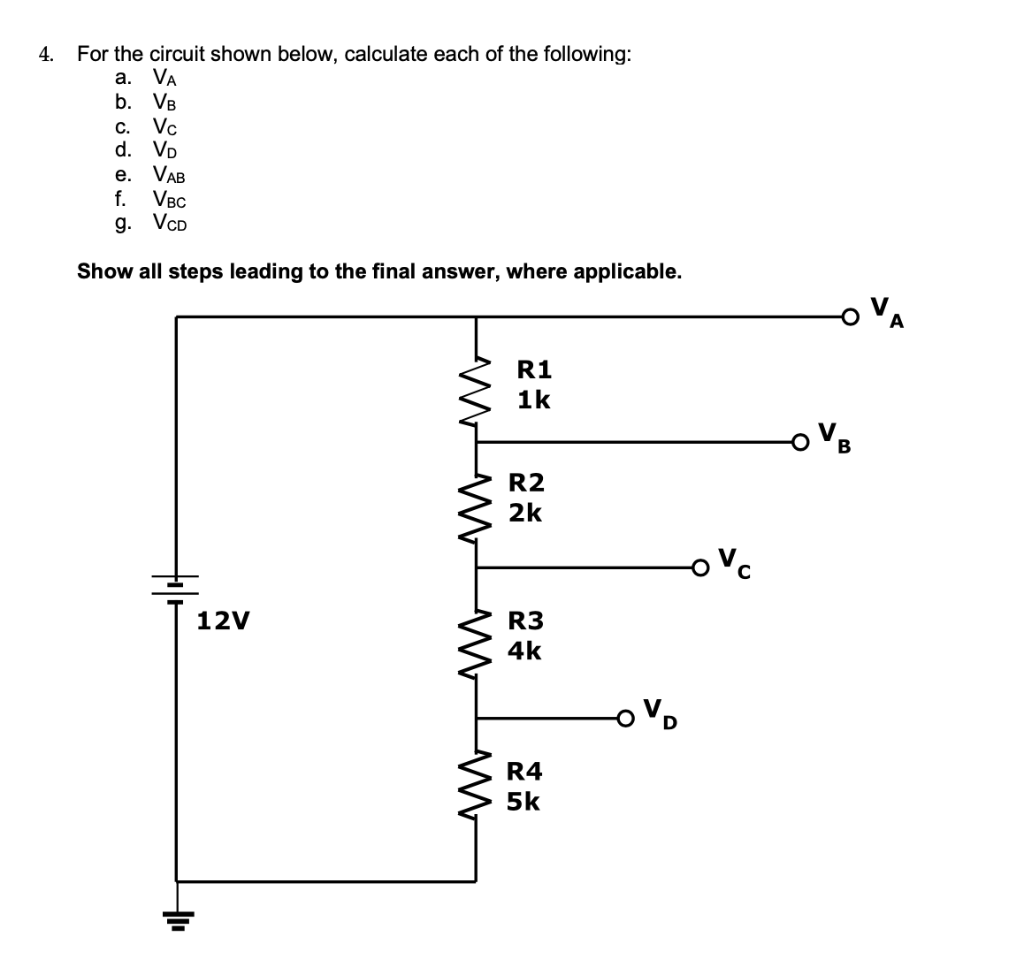 Solved For The Circuit Shown Below, Calculate Each Of The | Chegg.com