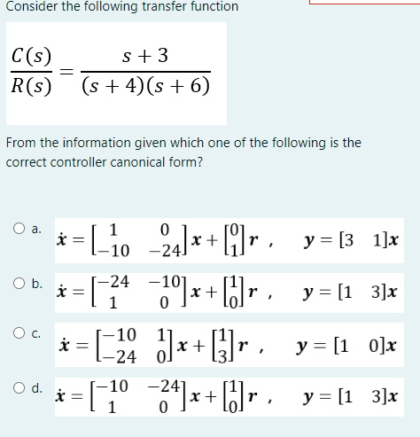 Solved Consider The Following Transfer Function | Chegg.com