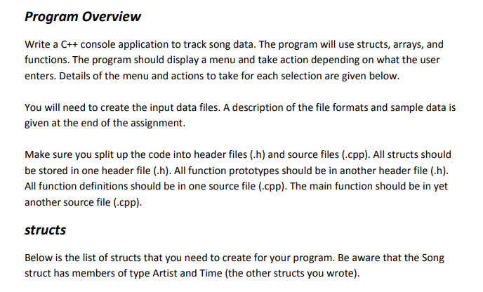 Solved Program Overview Write a C+ console application to | Chegg.com