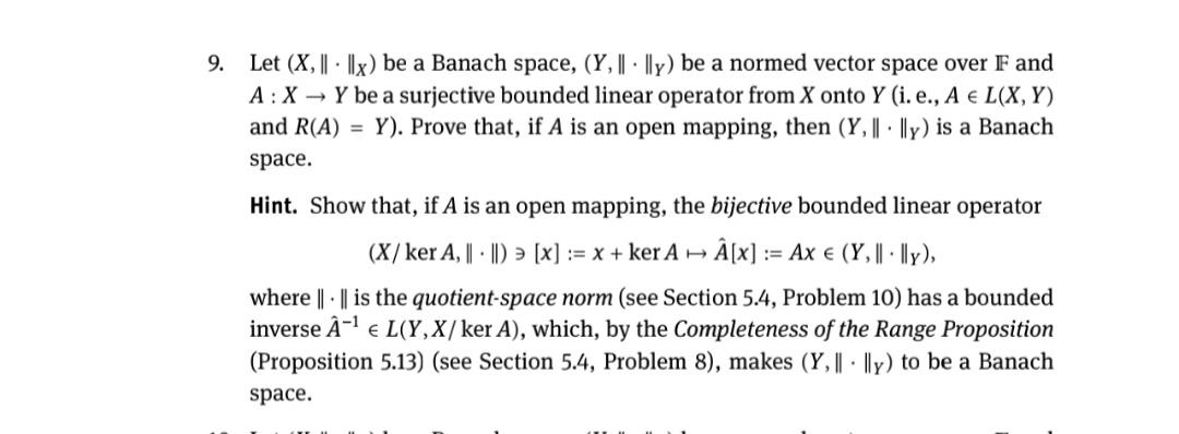 Solved 9 Let X Lx Be A Banach Space Y I Y Chegg Com