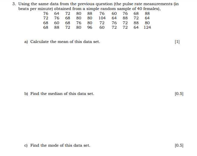 Solved 3. Using the same data from the previous question | Chegg.com