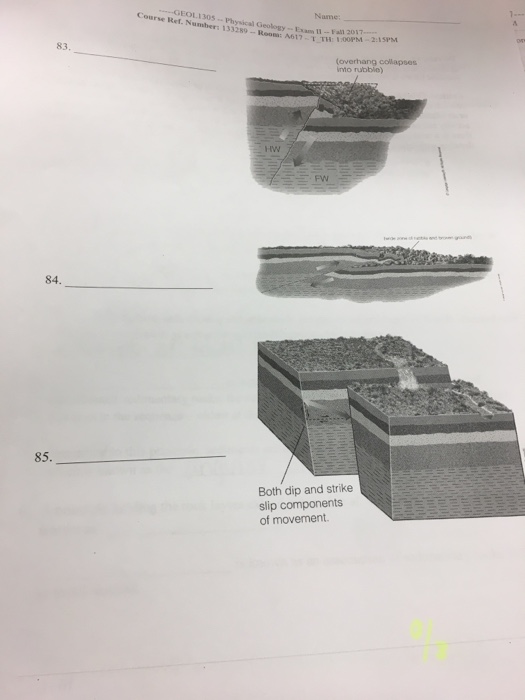 Solved Name GEOL1305 -Physical Geology -Exam 11-Fail 2017 | Chegg.com