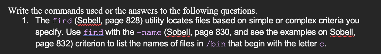 Solved Write the commands used or the answers to the | Chegg.com