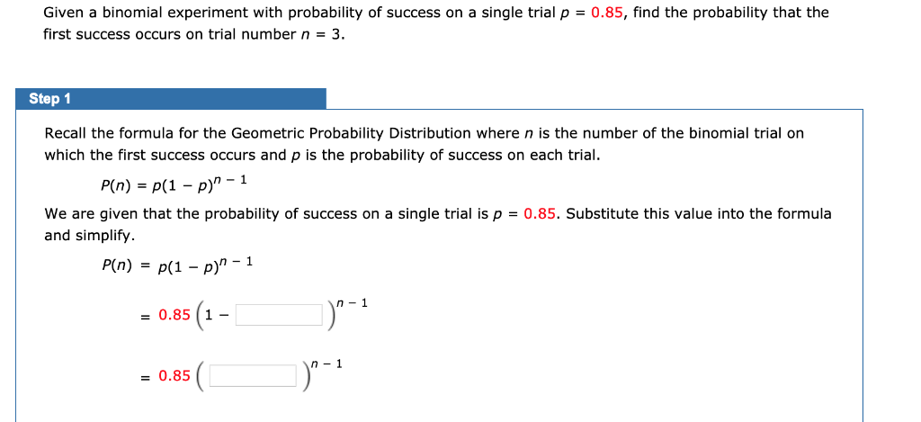 Solved Given a binomial experiment with probability of | Chegg.com