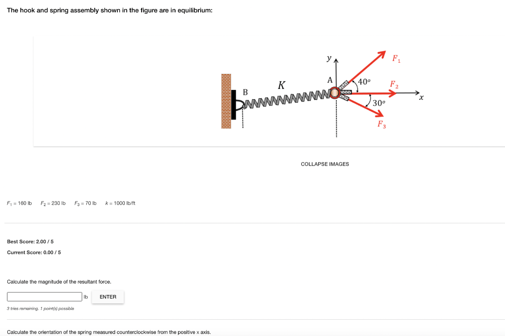 Solved The hook and spring assembly shown in the figure are | Chegg.com