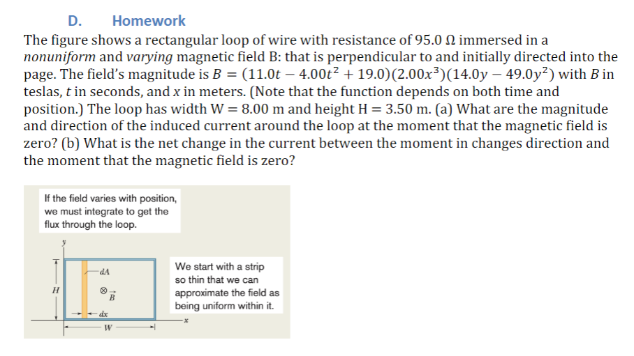 Solved D. Homework The figure shows a rectangular loop of | Chegg.com