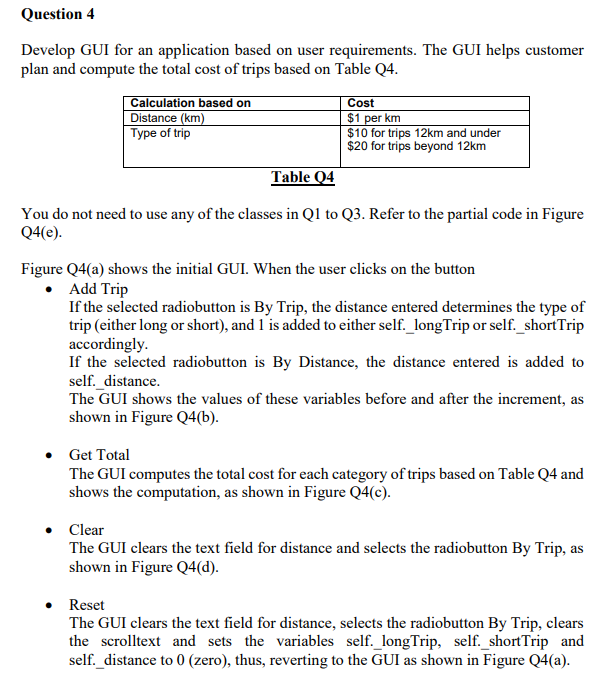 Question 4 Develop GUI for an application based on | Chegg.com