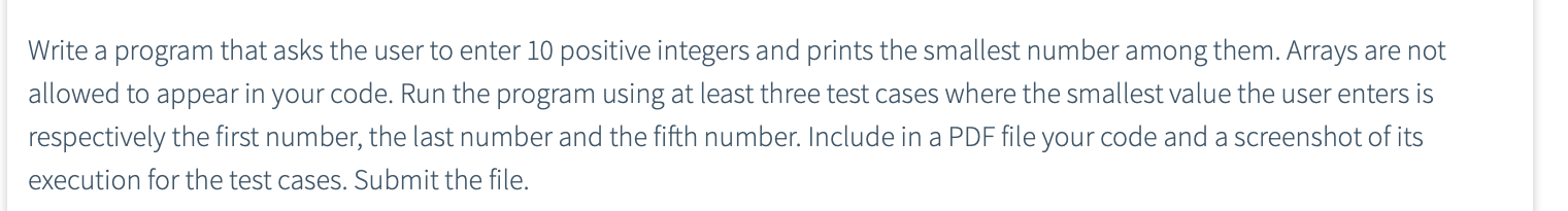 Solved Write a program that asks the user to enter 10 | Chegg.com