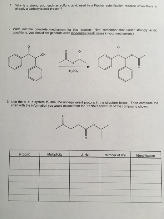 Solved Why is a strong acid, such as sulfuric acid, used in