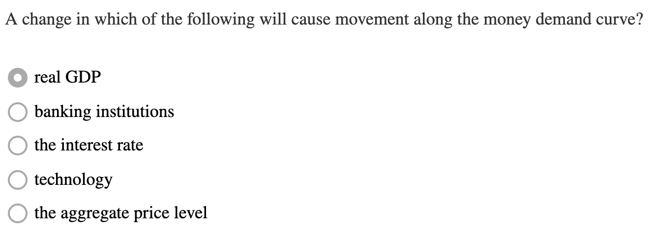 Solved A change in which of the following will cause | Chegg.com