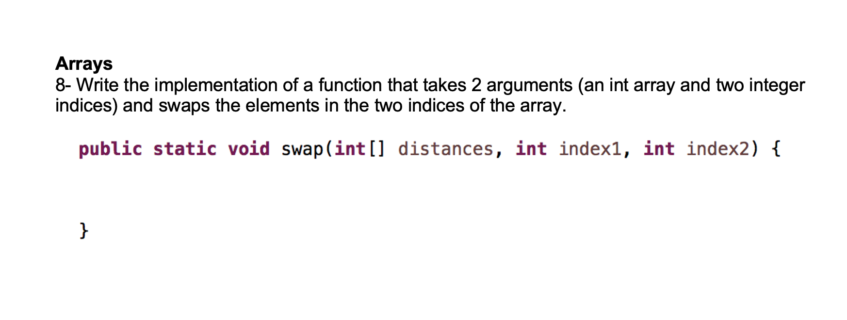 Solved Arrays 8- Write the implementation of a function that | Chegg.com