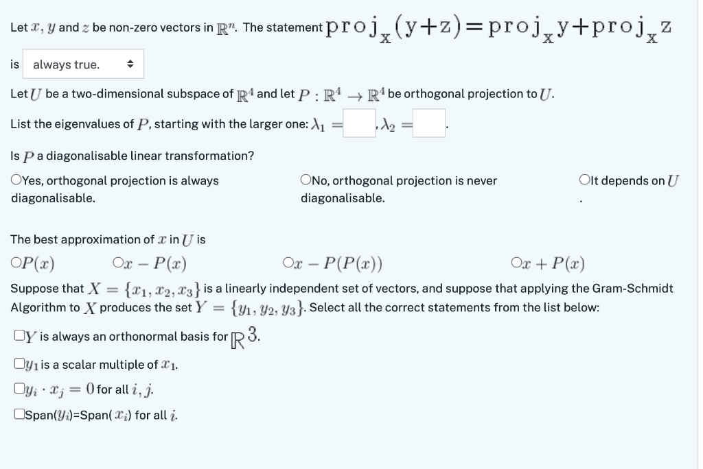 Solved Let x, y and z be non-zero vectors in R". The | Chegg.com