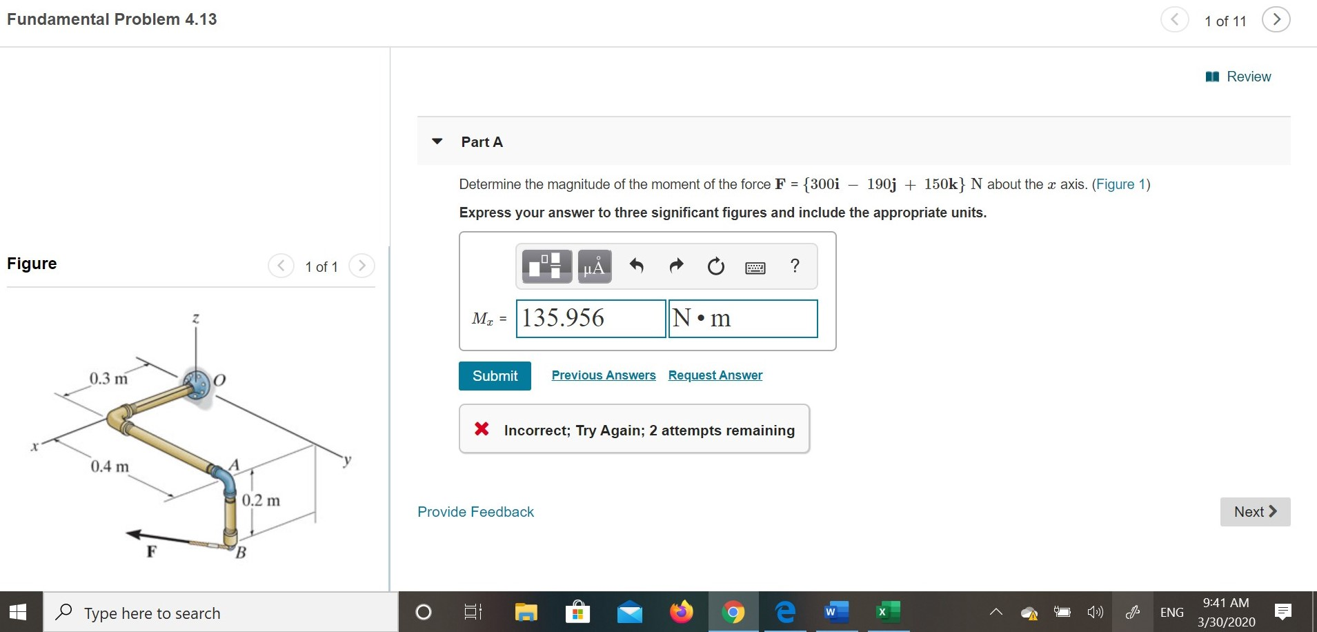 Solved Fundamental Problem 4.13 N Review Part A | Chegg.com