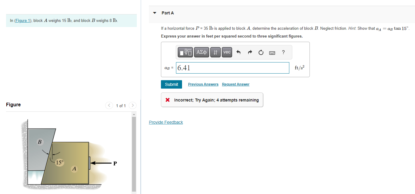 Solved In (Figure 1), Block A Weighs 15lb, And Block B | Chegg.com