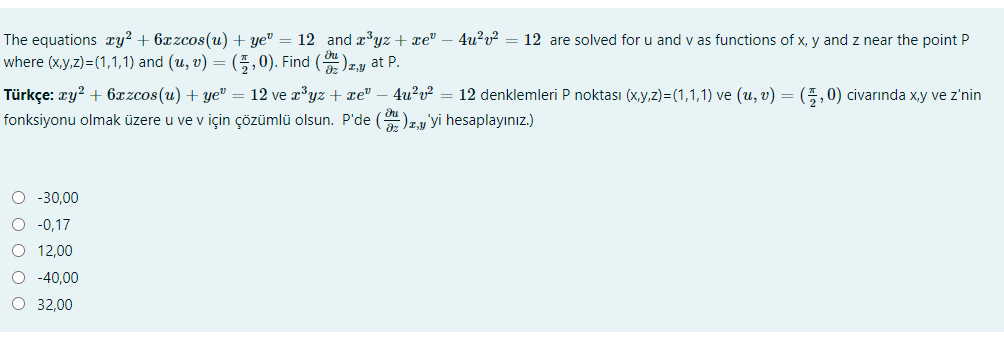 Solved The Equations Xy2 6xzcosu Ye” 12 And Zºyz 4837