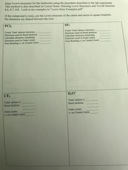 Solved Draw Lewis structures for the molecules using the | Chegg.com