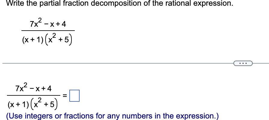 Solved Write the partial fraction decomposition of the | Chegg.com