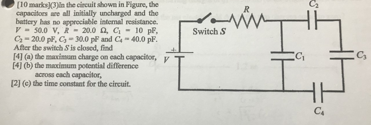 Solved Switch S [10 marks](3)In the circuit shown in Figure, | Chegg.com