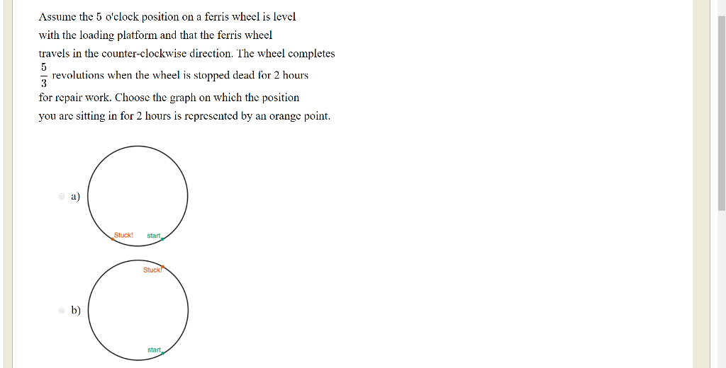 5 Clock Position Solved Assume the 5 o'clock position on a ferris wheel is | Chegg.com