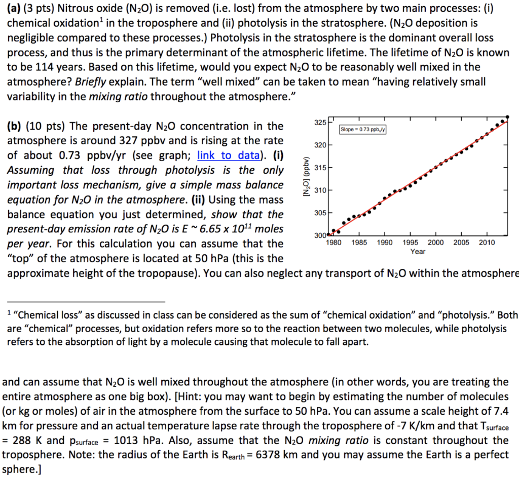 (a) (3 pts) Nitrous oxide (N2O) is removed (i.e.