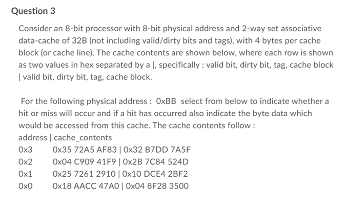 Solved Question 3 Consider An 8-bit Processor With 8-bit | Chegg.com