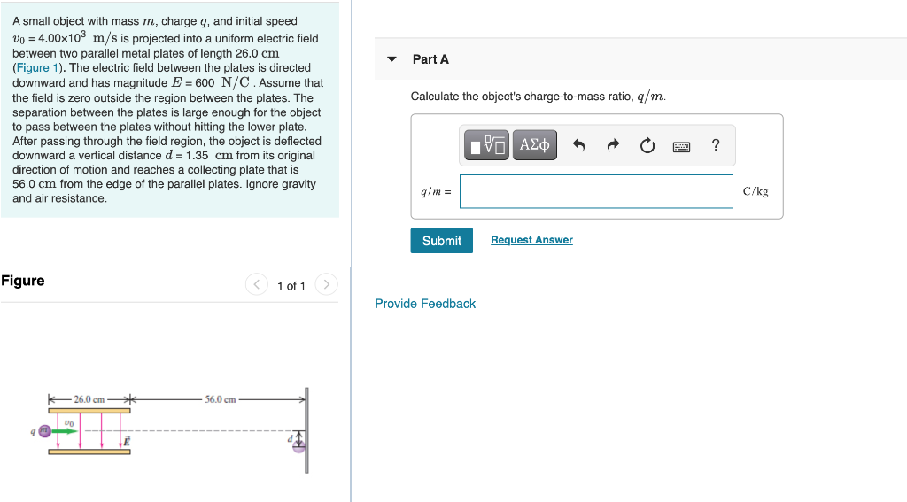 Solved A small object with mass m, charge q, and initial