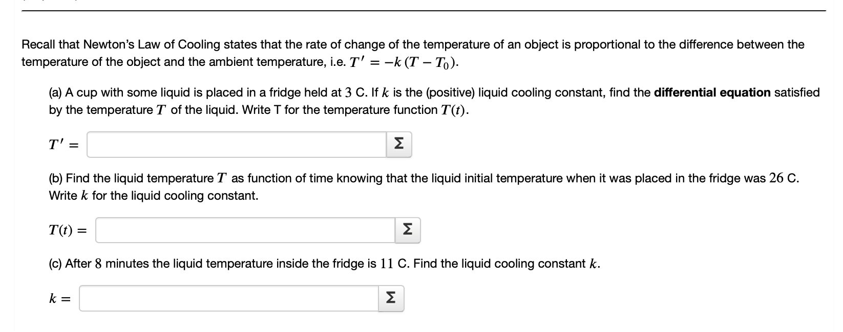 Solved Emperature Of The Object And The Ambient Temperature, | Chegg.com