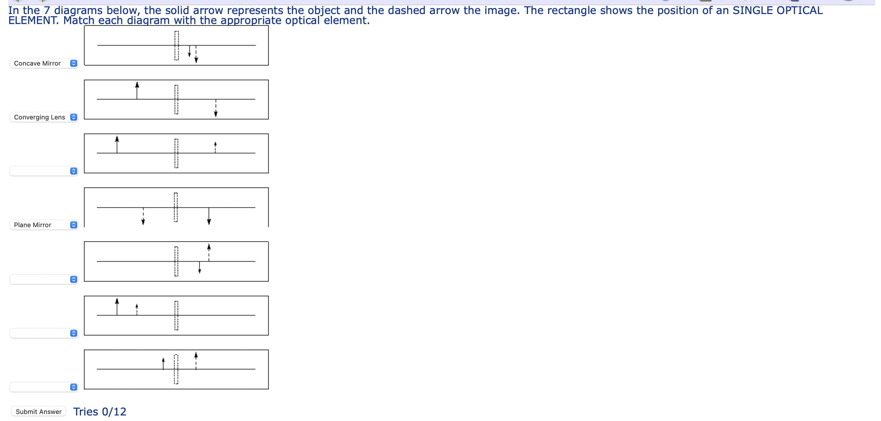 Solved In the 7 diagrams below, the solid arrow represents | Chegg.com