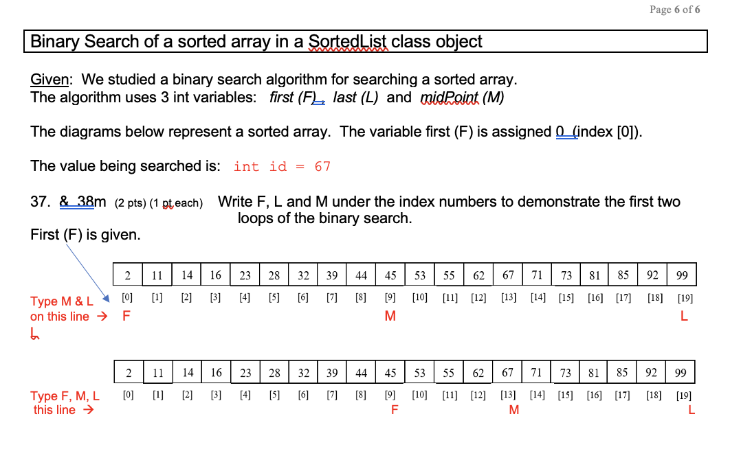 Solved Page 6 of 6 Binary Search of a sorted array in a | Chegg.com