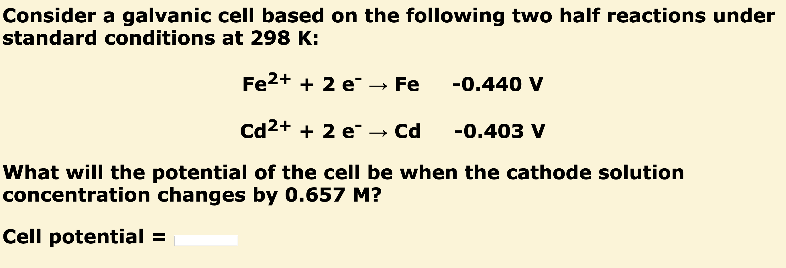 Solved Consider a galvanic cell based on the following two | Chegg.com