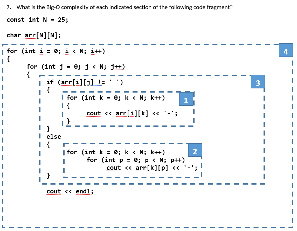 Solved 7. What is the Big-O complexity of each indicated | Chegg.com