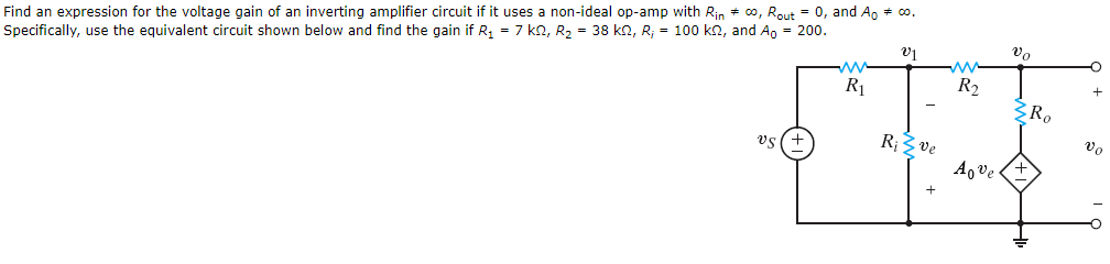 Solved Find an expression for the voltage gain of an | Chegg.com