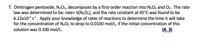 Solved c) Determine the value of the rate constant using the | Chegg.com