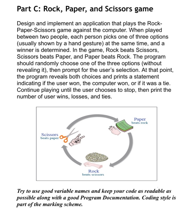 Solved: Part C: Rock, Paper, And Scissors Game Design And | Chegg.com