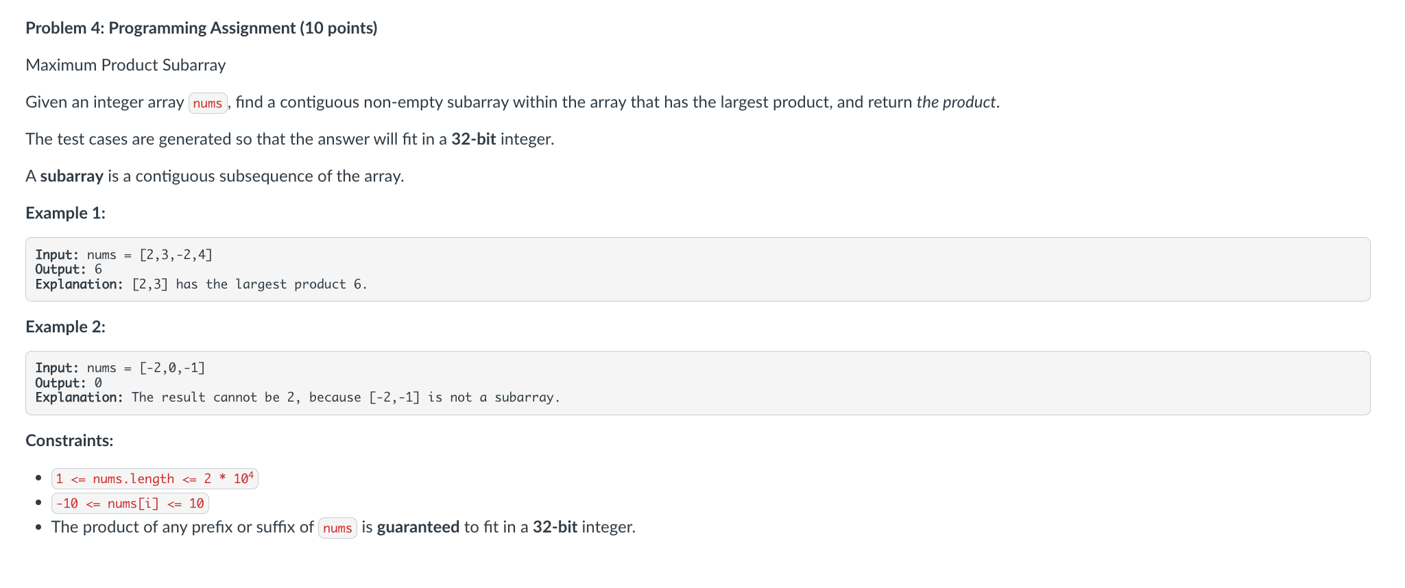 Solved Problem 4: Programming Assignment (10 points) Maximum | Chegg.com