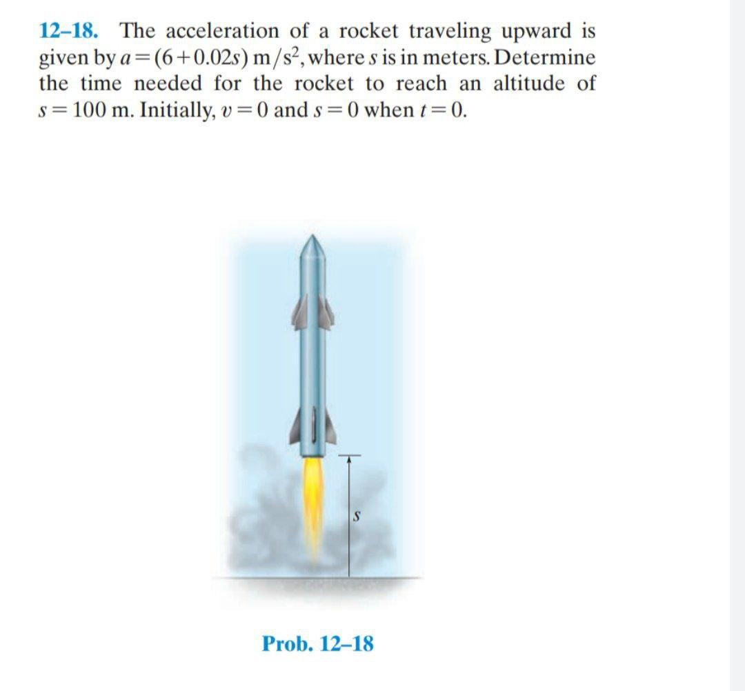 Solved 1218. The acceleration of a rocket traveling upward