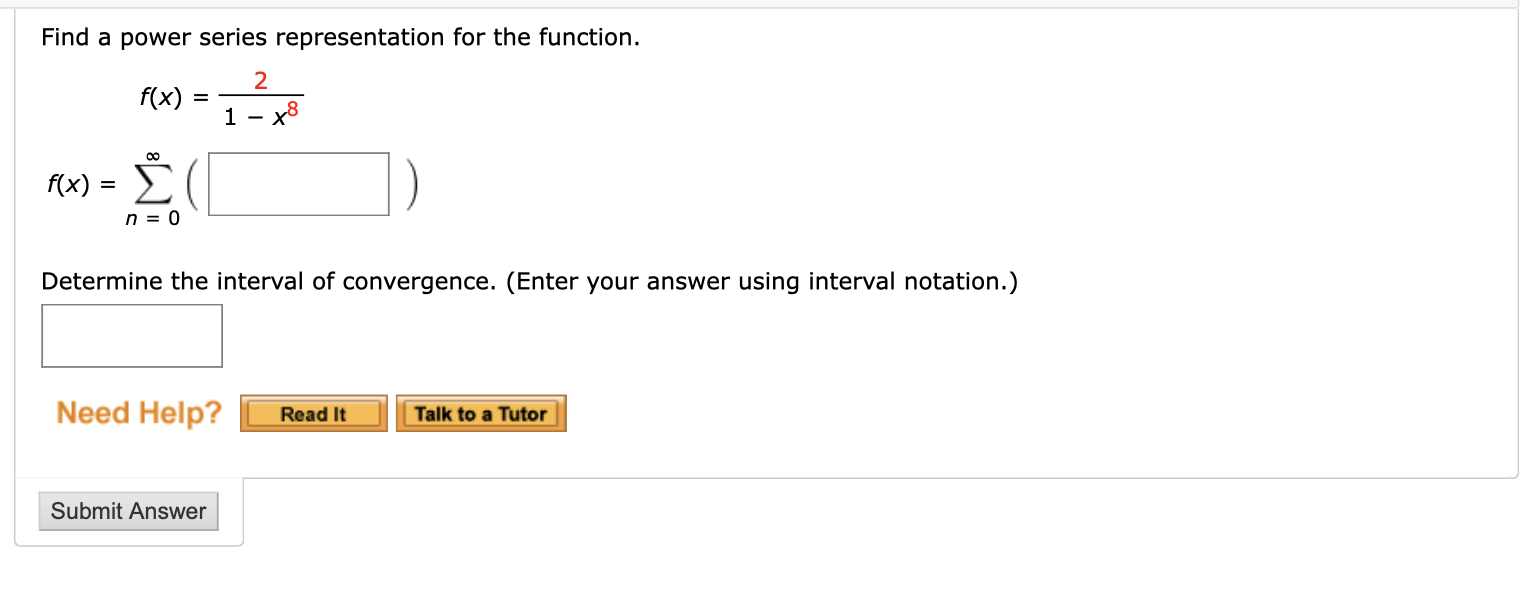 Solved Find A Power Series Representation For The Function. 