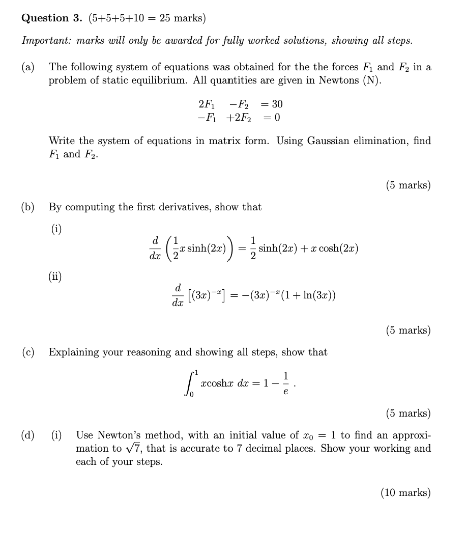 Solved Question 3. (5+5+5+10 = 25 marks) Important: marks | Chegg.com