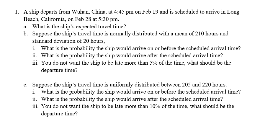 Solved 1. A ship departs from Wuhan China at 4 45 pm on Chegg