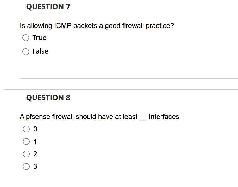 Solved QUESTION 1 Firewalls can only have one network | Chegg.com