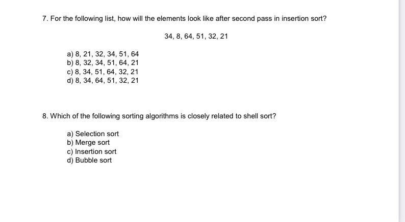 Solved 1. Which Of The Following Sorting Algorithms In Its | Chegg.com