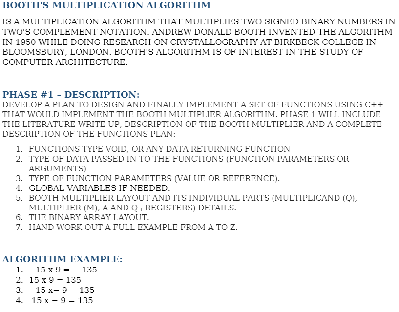 BOOTH'S MULTIPLICATION ALGORITHM IS A MULTIPLICATION | Chegg.com